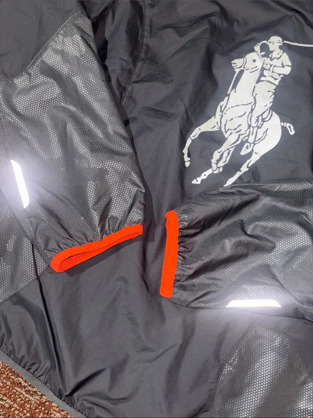 Polo Ralph Lauren big pony grey windbreaker active reflective designer coat Med